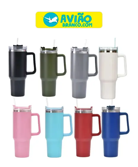 Copo Caneca Térmica Com Canudo 1200ml Atacado - Imagem 2