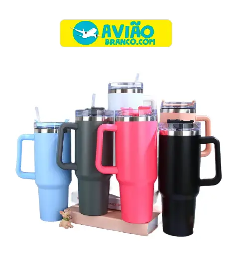 Copo Caneca Térmica Com Canudo 1200ml Atacado - Imagem 3