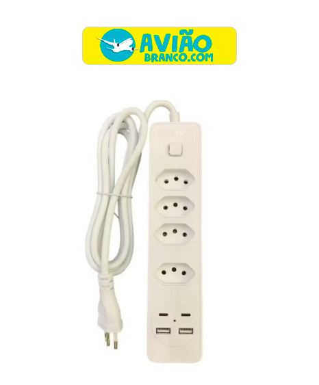 Filtro de Linha Régua de Tomadas 4 COM 2 USB 2 Tipo C 100-250V Atacado