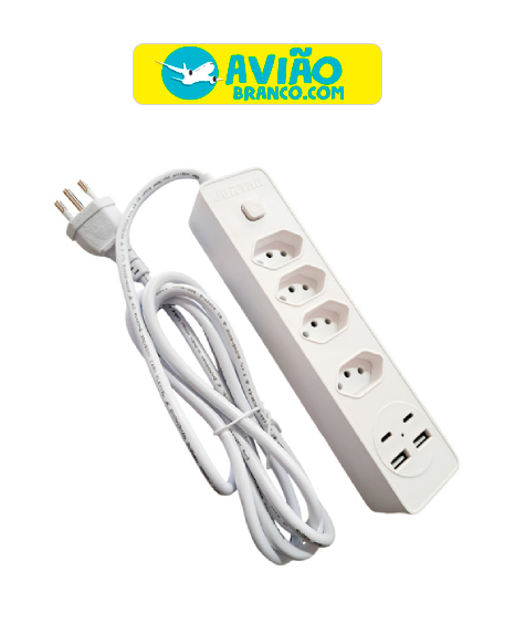 Filtro de Linha Régua de Tomadas 4 COM 2 USB 2 Tipo C 100-250V Atacado
