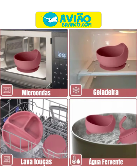 Kit Alimentação Bebê Infantil Refeição Silicone