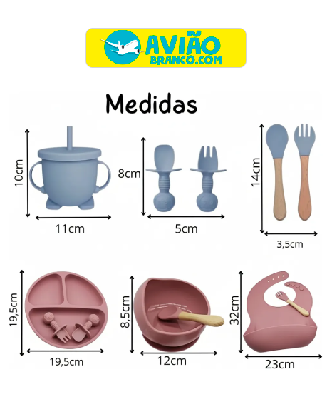 Kit Alimentação Bebê Infantil Refeição Silicone