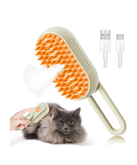 Escova Pet Pente Para Animais Com Vapor Tira Pelos Atacado