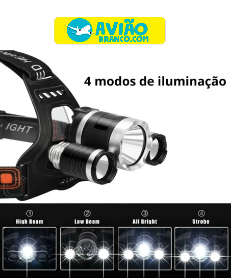 Lanterna Cabeça Triplo T6 Led Cree Profissional Swat Tatica