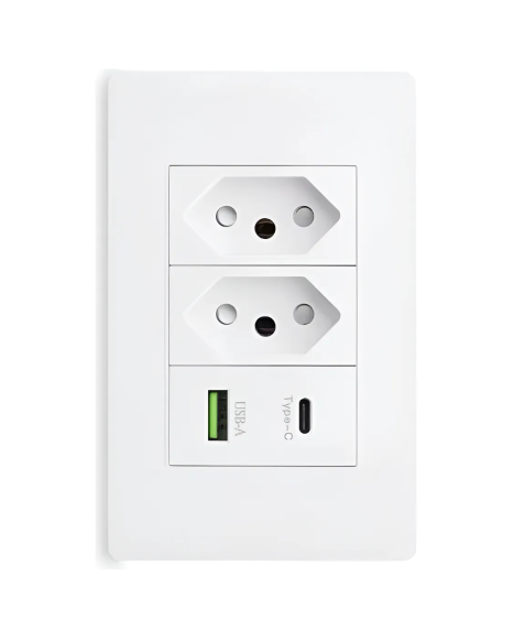 Tomada Bivolt Carregador Usb E Tipo C Parede Atacado