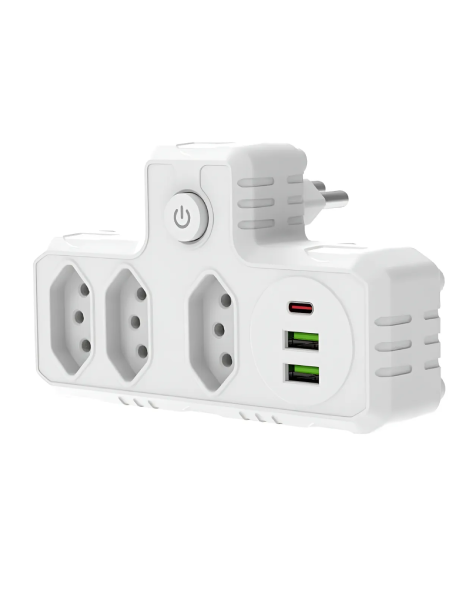 Benjamim Adaptador Universal Tomada Usb Tipo C Filtro Linha Atacado