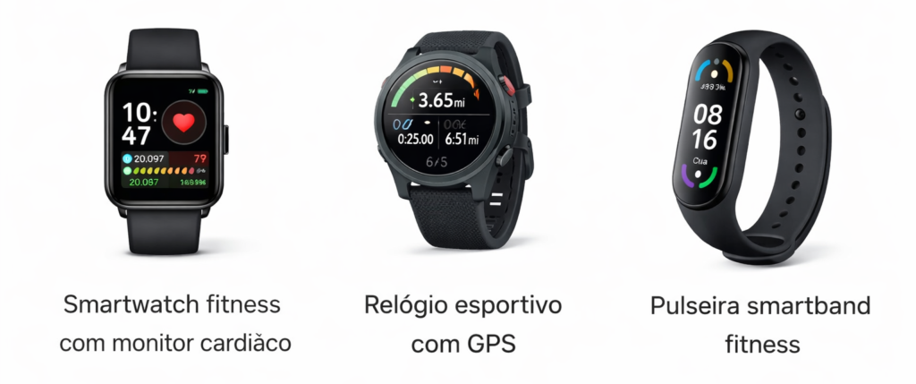 Vestíveis e Gadgets Smartwatch fitness com monitor cardíaco Relógio esportivo com GPS Pulseira smartband fitness