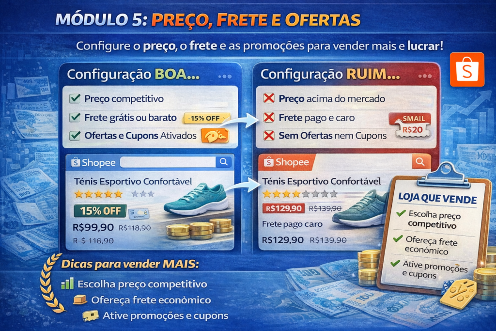 Como vender na Shopee passo a passo e ganhar dinheiro online Curso rapido para vender na Shopee do zero e faturar online Guia completo para vender na Shopee e ter renda extra na internet Aprenda a vender na Shopee mesmo sem experiencia em vendas online Mini curso Shopee para iniciantes vender mais e escalar resultados Mini curso express para aprender a vender na Shopee e lucrar online O que vender na Shopee e como comecar a ganhar dinheiro online Aprenda do zero como escolher produtos certos criar anuncios e vender todos os dias na shopee mesmo sem experiencia Metodo simples para comecar vender na shopee com baixo investimento e alta rotacao Passo a passo pratico para transformar a shopee em uma fonte de renda online Estrategia validada para iniciantes venderem na shopee e escalar resultados