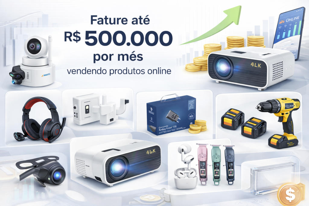 ganhar dinheiro na internet, revender produtos, comprar no atacado, vender em marketplaces, lucro online, Shopee, Mercado Livre. Como faturar até R$ 500.000 por mês vendendo produtos online 1