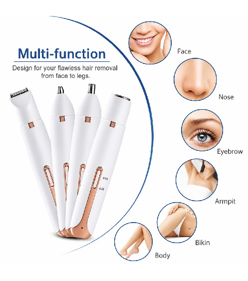 Depilador Elétrico Feminino Multifuncional Portátil 4 em 1 Aparador de Pelos Facial e Corporal para Revenda no Atacado