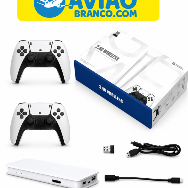 Kit Controle Sem Fio 2.4G Wireless com 2 Controles – Console Retrô Game Stick para TV em Atacado