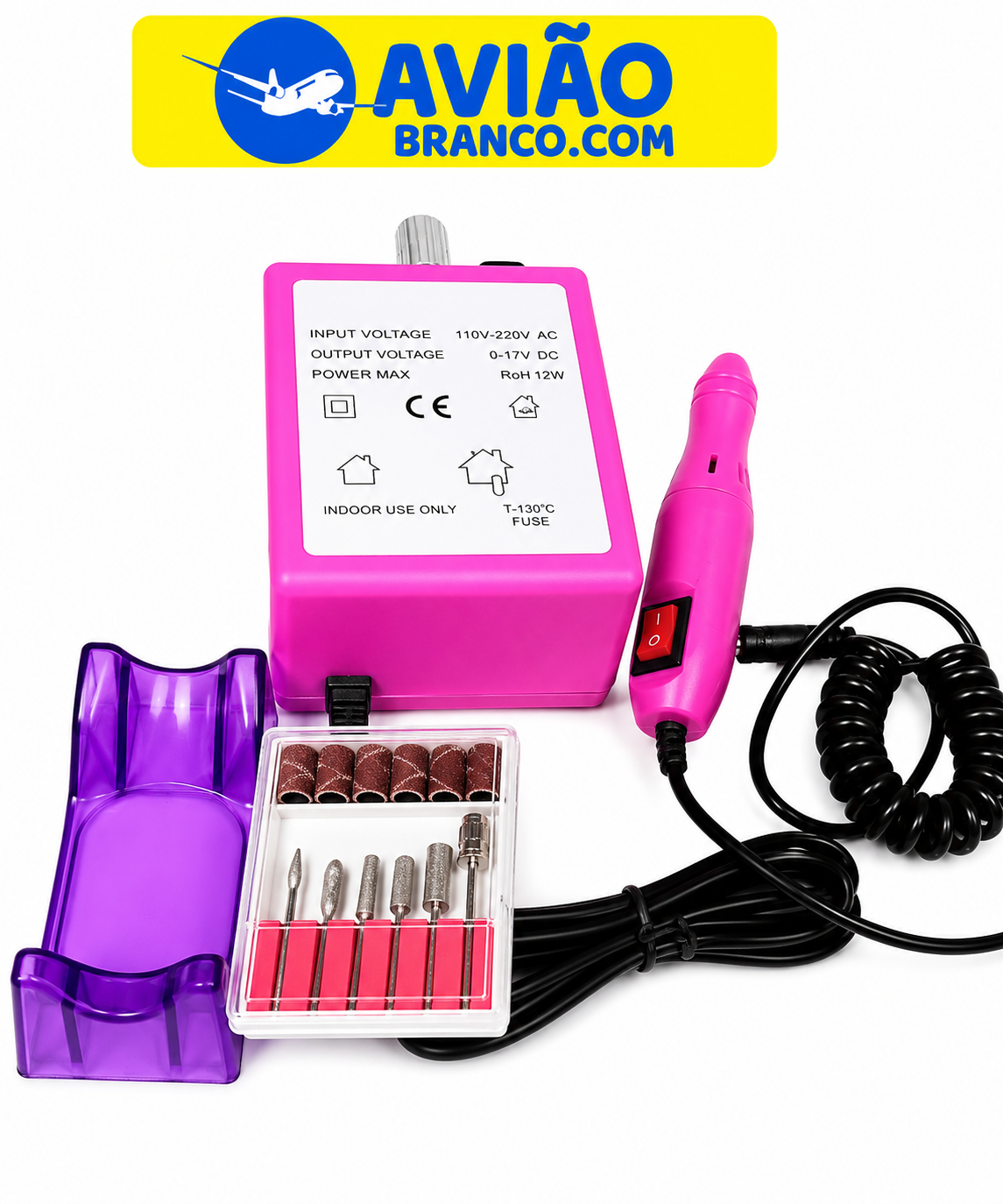 Lixadeira Elétrica de Unhas Profissional Nail Drill 12W Bivolt – Kit Manicure e Pedicure para Revenda no Atacado