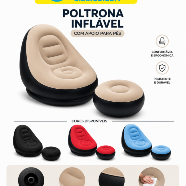 Poltrona Inflável com Apoio para Pés – Conforto e Praticidade Para Sua Casa