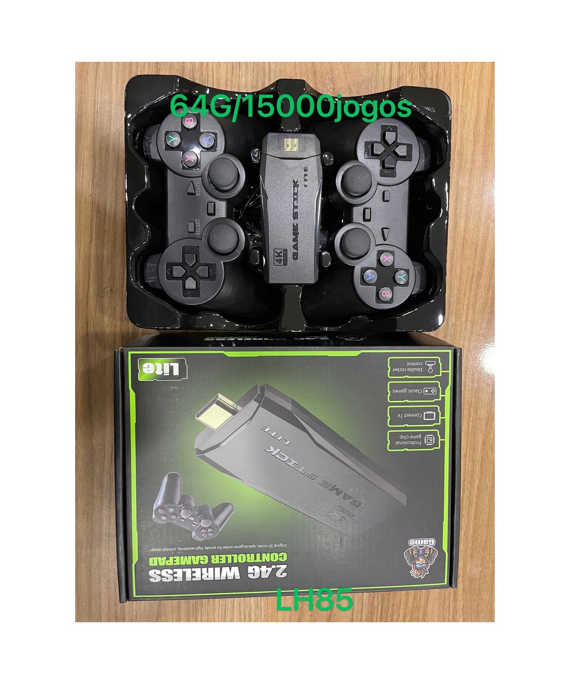 Controle Game 2.4G verde 40pçs Fornecedor Atacado Caixa Fechada
