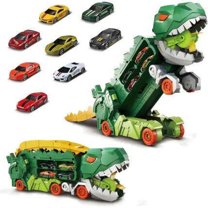 Brinquedo Caminhão Dino Truck Pista 4 Carros Verde Infantil Fornecedor Atacado Caixa Fechada