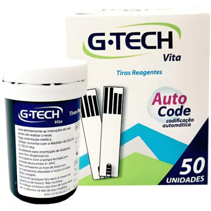 Tiras Reagentes para Teste de Glicemia TTVT50 com 50 unidades G-Tech Vita Fornecedor Atacado Caixa Fechada