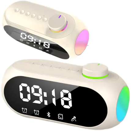 Caixa De Som Bluetooth Rádio Relógio Despertador Fm Branco Fornecedor Atacado Caixa Fechada