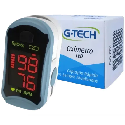 Oxímetro Digital para dedo G-Tech LED c/ Capa de Silicone Fornecedor Atacado Caixa Fechada