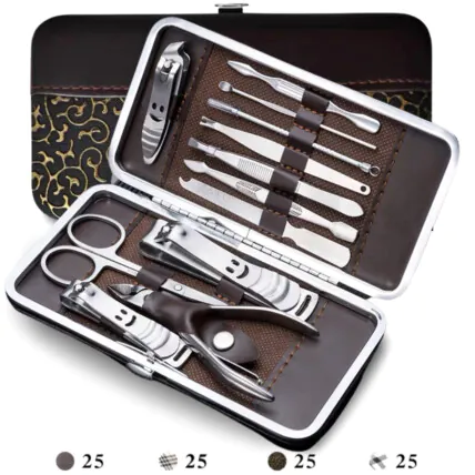 Kit Manicure e Pedicure Completo Estojo com 12 Peças - KA-1522 Fornecedor Atacado Caixa Fechada