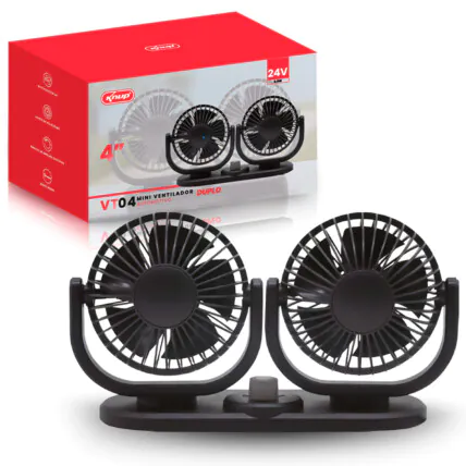 Ventilador Automotivo Duplo 24Vdc 6.5W Veicular KNUP - KP-VT04 Fornecedor Atacado Caixa Fechada