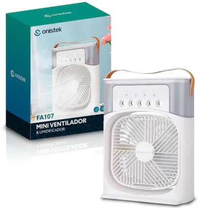 Ventilador Portátil e Umidificador de Ar 600ml USB Onistek - ON-FA107 Fornecedor Atacado Caixa Fechada