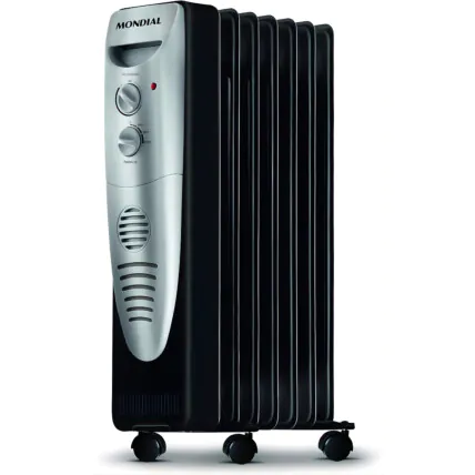 Aquecedor a Óleo Mondial Preto/Prata 1500W 110V - A-06 Fornecedor Atacado Caixa Fechada