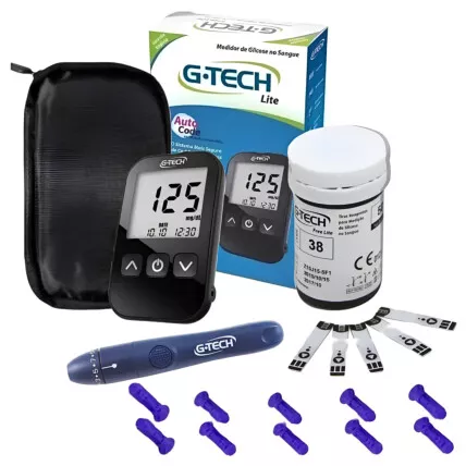 Aparelho De Medir Glicose Gtech Lite Caneta Agulhas Tiras Fornecedor Atacado Caixa Fechada