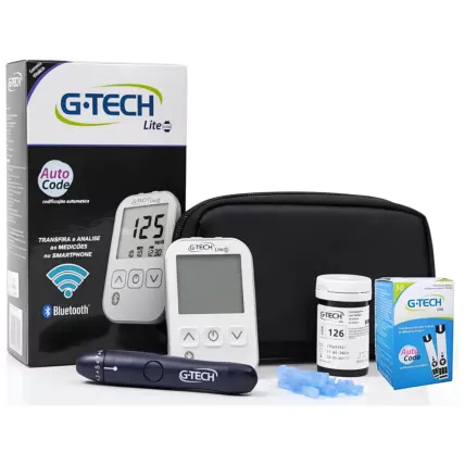 Kit Medidor De Glicose Completo Bluetooth G-tech Lite Smart Fornecedor Atacado Caixa Fechada