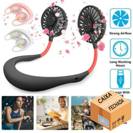 CAIXA FECHADA 60 Unidades Mini Ventilador Portátil Usb de Pescoço com LED XZ - FI0935 Fornecedor Atacado Caixa Fechada