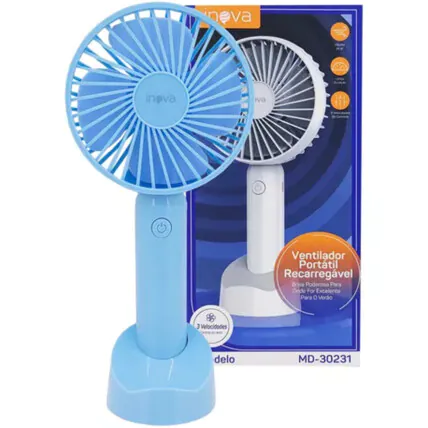 Ventilador Portátil Recarregável Colorido INOVA - MD-30231 Fornecedor Atacado Caixa Fechada