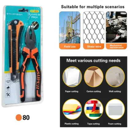 Kit Conjunto de Ferramentas 2 peças Estilete e Alicate ST623 Fornecedor Atacado Caixa Fechada