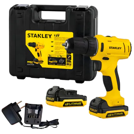 Furadeira e Parafusadeira Stanley com Maleta Carregador e 2 Baterias Fornecedor Atacado Caixa Fechada