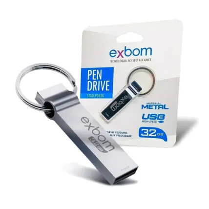 Pen Drive 32Gb Usb High-Speed Chaveiro em Metal Resistente Exbom - STGD-PD32G Fornecedor Atacado Caixa Fechada