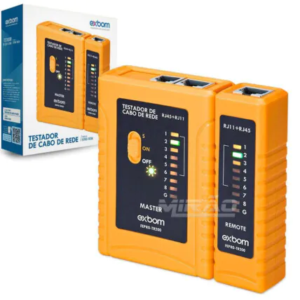 Testador de Cabo Rj45 e Rj11 Master e Apoio com Bateria 9v Exbom 03369 - FEPRO-TR200 Fornecedor Atacado Caixa Fechada