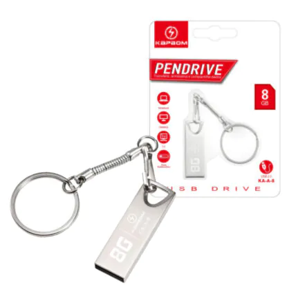 Pen Drive 8GB Usb com Chaveiro Kapbom - KA-A-8 Fornecedor Atacado Caixa Fechada