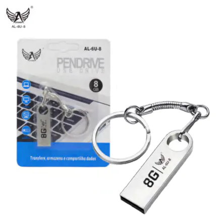 Pendrive 8GB Usb 2.0 com Chaveiro Altomax - AL-6U-8 Fornecedor Atacado Caixa Fechada