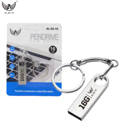 Pendrive 16GB Usb 2.0 com Chaveiro Altomax - AL-6U-16 Fornecedor Atacado Caixa Fechada