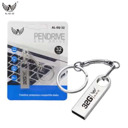 Pendrive 32GB Usb 2.0 com Chaveiro Altomax - AL-6U-32 Fornecedor Atacado Caixa Fechada