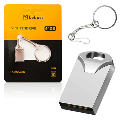 Pendrive Mini 64gb Usb 2.0 Com Chaveiro Leboss - LB-PD64MN Fornecedor Atacado Caixa Fechada