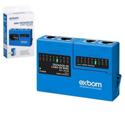 Mini Testador De Cabo de Rede RJ45/RJ11 Portatil Exbom FEPRO-TR220 Fornecedor Atacado Caixa Fechada