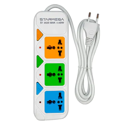 Filtro de Linha Extensão 3 Tomadas Bivolt Cabo 2 Metros ST-923 Fornecedor Atacado Caixa Fechada