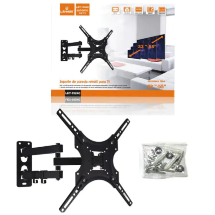 Suporte de TV Universal 32'' - 55'' Polegadas LEHMOX - LEY-1524C Fornecedor Atacado Caixa Fechada