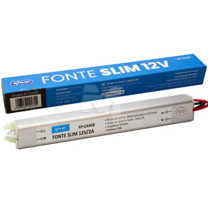 Fonte de Alimentação Slim 12V 2A Multiuso Bivolt KNUP - KP-CA569 Fornecedor Atacado Caixa Fechada