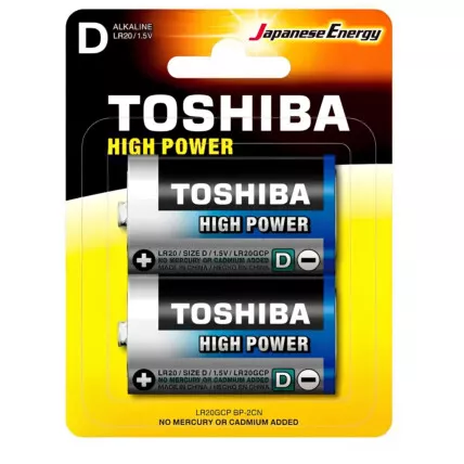 Pilhas Tipo D Grande Baterias Alcalinas Toshiba 2 Unidades Fornecedor Atacado Caixa Fechada