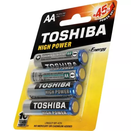 Pilha Alcalina AA Toshiba 2a Comum Cartela Com 4 Un Fornecedor Atacado Caixa Fechada