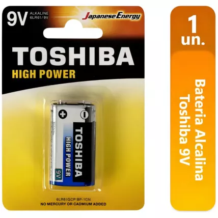 Bateria Pilha Toshiba 6LR61/9V Retangular 1 unidade Fornecedor Atacado Caixa Fechada