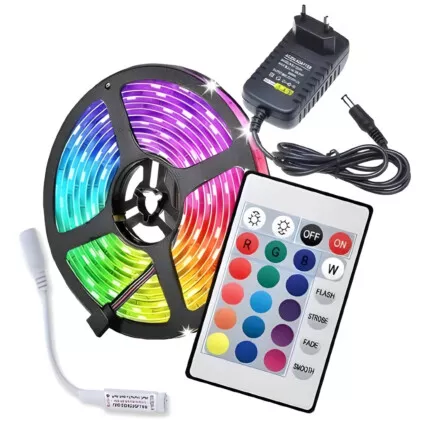Fita Led Rgb 3528 Rolo Ip65 A Prova D'agua Com Fonte 5 Metro Fornecedor Atacado Caixa Fechada