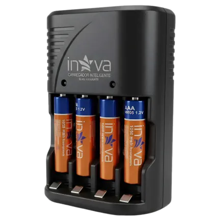 Kit Carregador de Pilhas e Baterias + 4 Pilhas AAA 1050mah Fornecedor Atacado Caixa Fechada