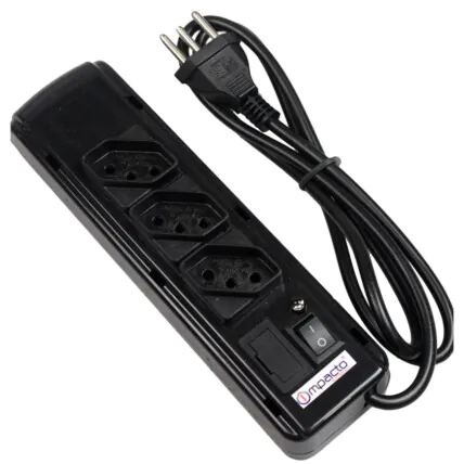 Filtro de Linha Com 3 Tomadas e Interruptor Kitec FLK-3 Fornecedor Atacado Caixa Fechada