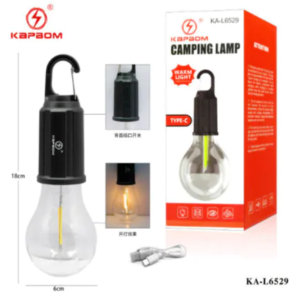 Lampada para Barraca de Acampamento Recarregável Usb KAPBOM - KA-L6529 Fornecedor Atacado Caixa Fechada